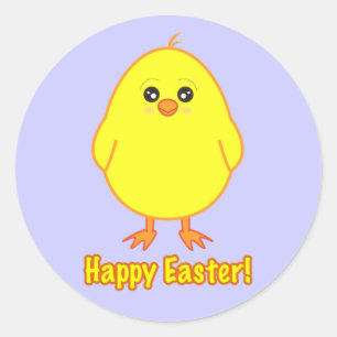 Happy Oaster Niedlich Chick auf Lila Runder Aufkleber