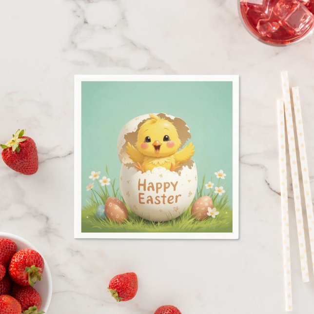 Happy Oaster Niedlich Chick in Egg Pastel Spring Serviette (Beispiel)