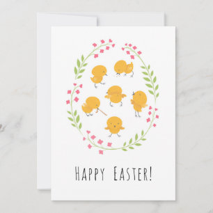 Happy Oaster Niedlich Chicks Floral Egg Kranz Kart Feiertagskarte