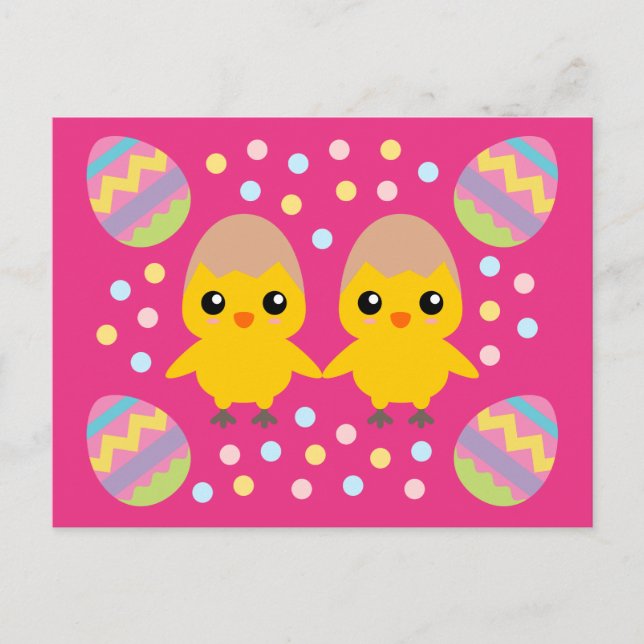 Happy Oaster Niedlich Chicks Postkarte (Vorderseite)