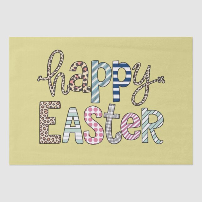 Happy Oaster Niedlich Floral Bunny Spring Leopard Seidenpapier (Vorderseite)