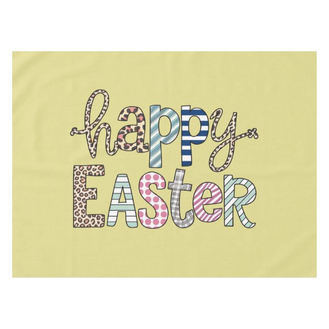 Happy Oaster Niedlich Floral Bunny Spring Leopard Tischdecke (Vorderseite (Horizontal))