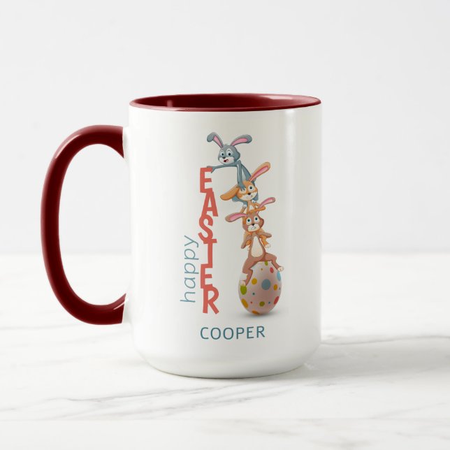 Happy Oaster Niedlich Funny Modern Bunny Rabbit Eg Tasse (Links)