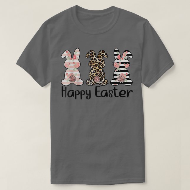 Happy Oaster Niedlich Leopard Bunnies Ostermatchin T-Shirt (Design vorne)