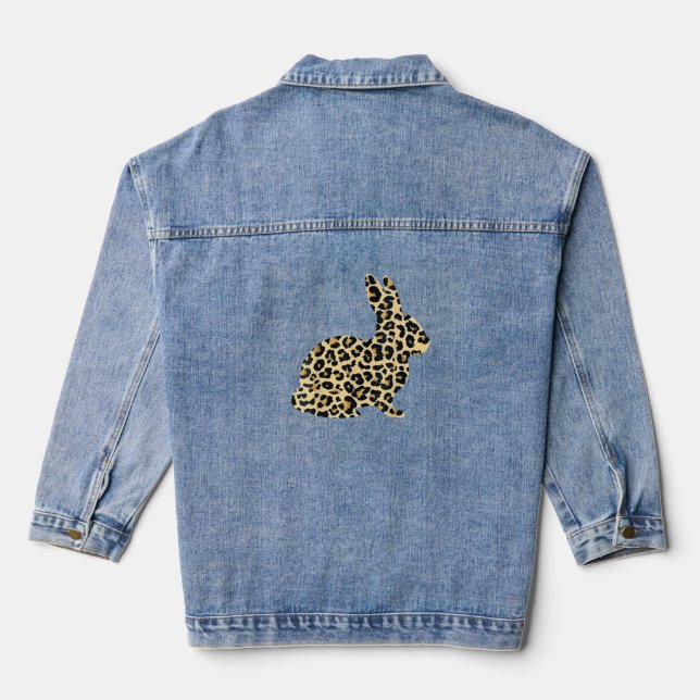 Happy Oaster Niedlich Leopard Bunny Rabbit _1 Jeansjacke (Rückseite)