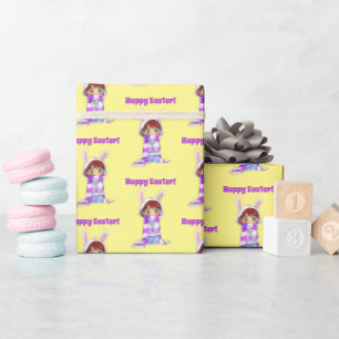 Happy Oaster Niedlich Manga Bunny Girl Cartoon Geschenkpapier