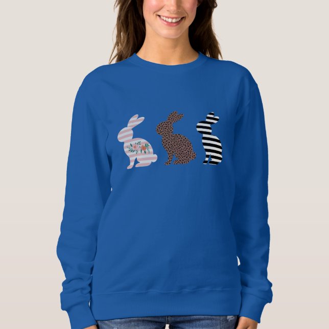 Happy Oaster Niedlich Osterleopard Bunny Rabbit Sweatshirt (Vorderseite)
