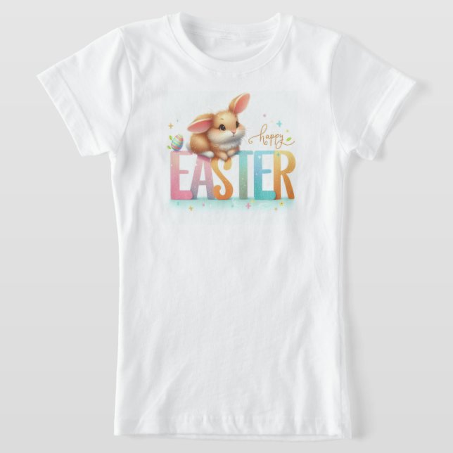 Happy Oaster Niedlich Ostertypografie mit Bunny T-Shirt (Ablage )