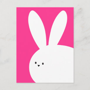 Happy Oaster Niedlich Pink und Weiß Bunny Rabbit Postkarte