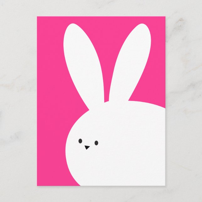 Happy Oaster Niedlich Pink und Weiß Bunny Rabbit Postkarte (Vorderseite)