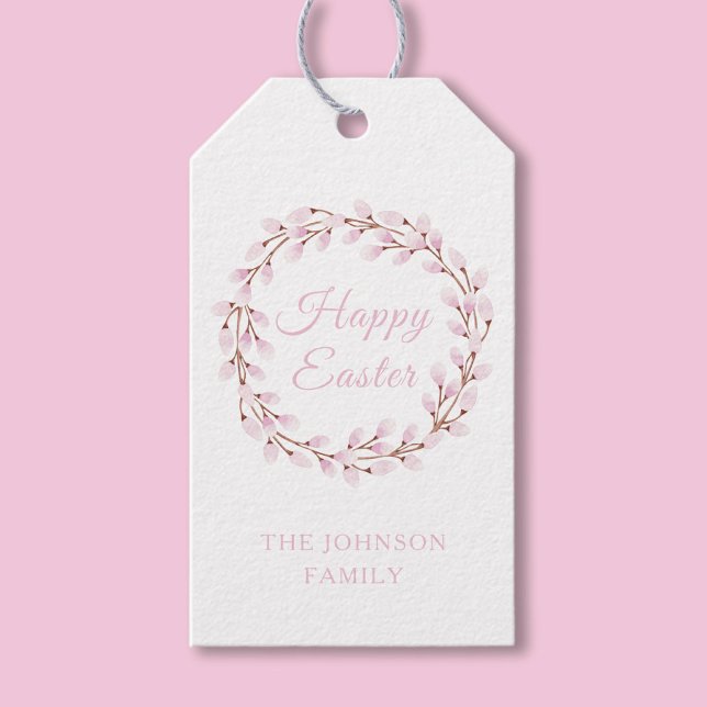 Happy Oaster Niedlich Pink Watercolor Pussy Willow Geschenkanhänger (Happy Easter Cute Pink Watercolor Pussy Willow Gift Tags)