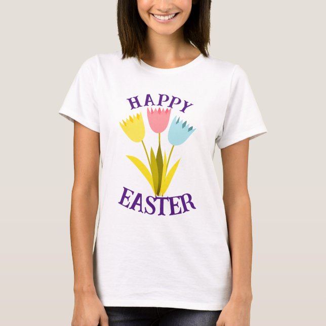 Happy Oaster niedlich Tulip Blume T-Shirt (Vorderseite)