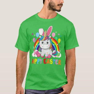 Happy Oaster Niedlich Unicorn Tragen Sonnen Ohren T-Shirt