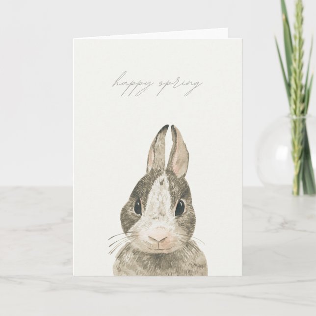 Happy Oaster Niedlich Watercolor Bunny Card Dankeskarte (Vorderseite)
