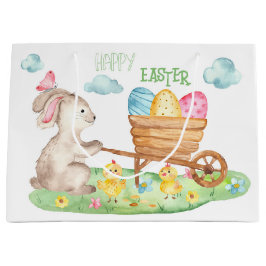 Happy Oaster Niedlich Watercolor Bunny Chicks Egg Große Geschenktüte