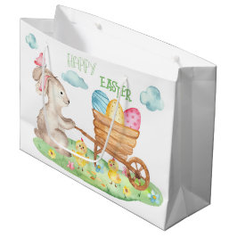 Happy Oaster Niedlich Watercolor Bunny Chicks Egg Große Geschenktüte