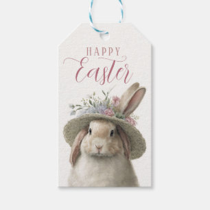 Happy Oaster Niedlich Watercolor Floral Bunny Rabb Geschenkanhänger