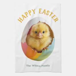 Happy Oaster Niedlich Yellow Chick Ei Personalisie Geschirrtuch