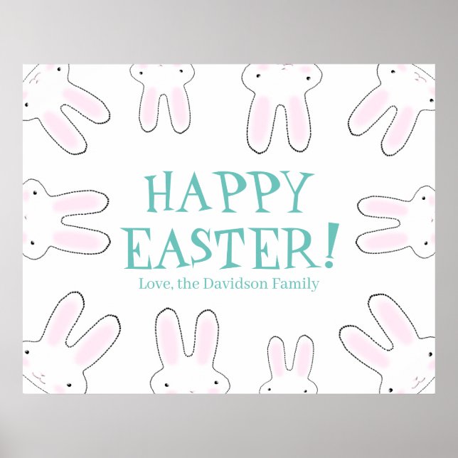 Happy Oaster niedliche Bunny Bonnes Custom Text Sp Poster (Vorne)