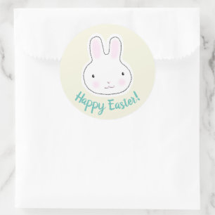 Happy Oaster niedliche Bunny Creme angepasste mode Runder Aufkleber