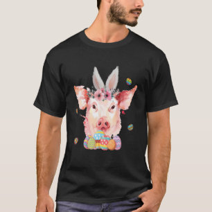 Happy Oaster Niedliche Bunny Pig Blume Ostern T-Shirt