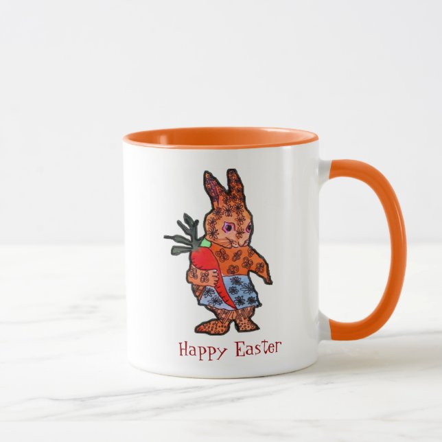 Happy Oaster niedliche Illustration Kinder Tasse (Rechts)