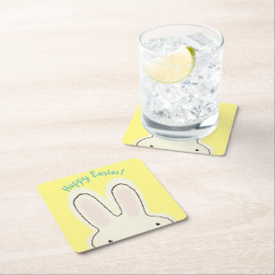 Happy Oaster niedliche Pekaboo-Drehbuch gelb Rechteckiger Pappuntersetzer