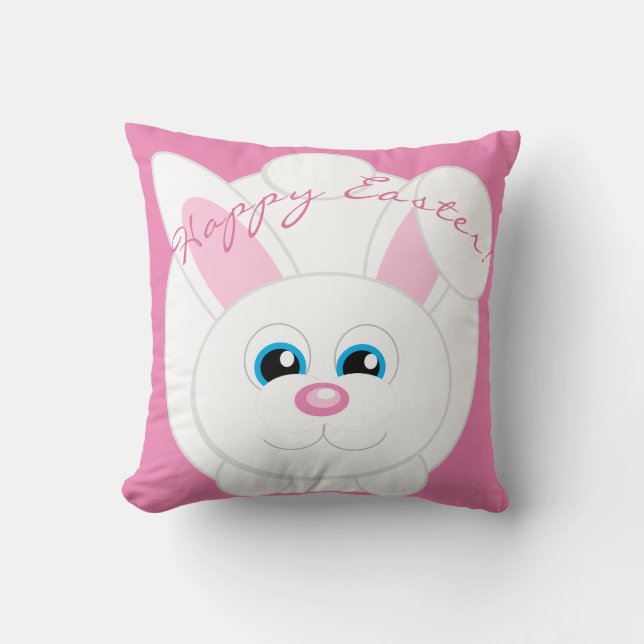 Happy Oaster Niedlicher Cartoon Bunny Pink Throw K Kissen (Vorderseite)