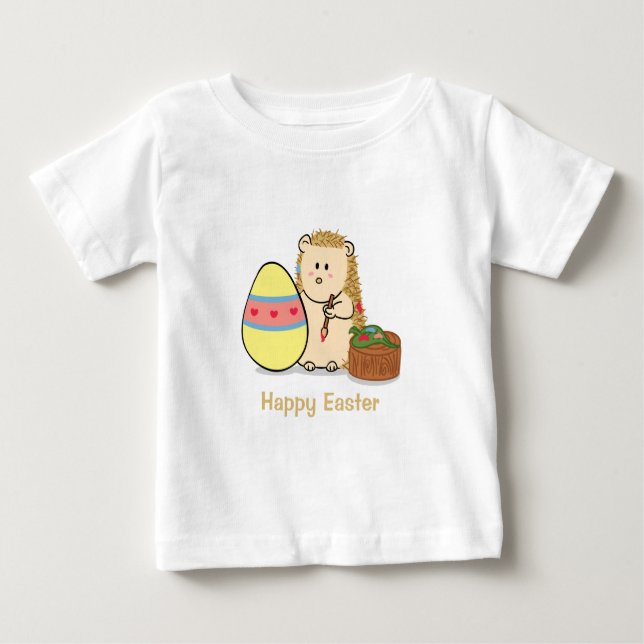Happy Oaster: Niedlicher Igel, Ei malen Baby T-shirt (Vorderseite)