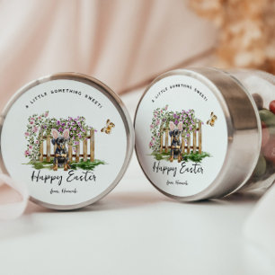 Happy Oaster   Niedlicher Welppy Bunny Personalisi Runder Aufkleber