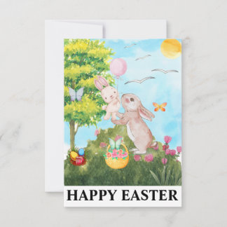 Happy Oaster Niedliches Kaninchen Wasserfarbe Dankeskarte