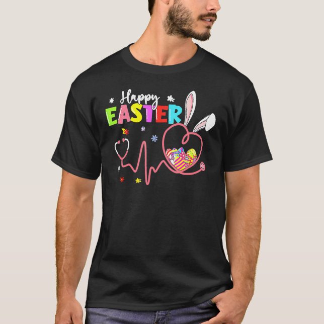 Happy Oaster Nurse Bunny Rabbit Eggs Stethoscope G T-Shirt (Vorderseite)