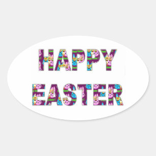 Happy Oaster Ovaler Aufkleber