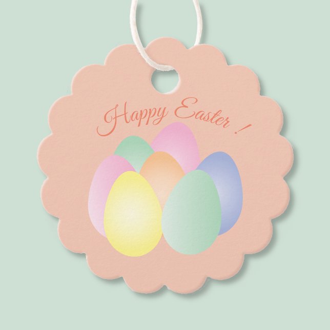 Happy Oaster Pastel Eggs Gift | Gefälligkeitstags Geschenkanhänger (Happy Easter pastel eggs scalloped gift tag .)