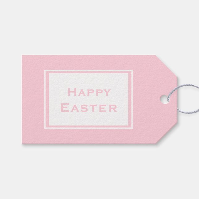 Happy Oaster Pastel Pink Modern Geschenkanhänger (Vorderseite (Horizontal))