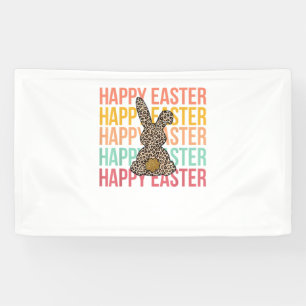 Happy Oaster Pastel Spring Leopard Bunny Rabbit Wo Banner