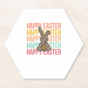 Happy Oaster Pastel Spring Leopard Bunny Rabbit Wo Untersetzer