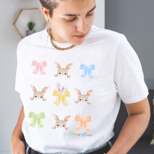 Happy Oaster Pastellfarben Coquette Bow und Bunny T-Shirt