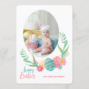 Happy Oaster Pastels Foto Flat Card Einladung
