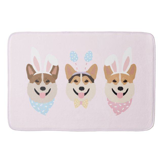 Happy Oaster Pembroke Welsh Corgi Dogs Badematte (Vorderseite)