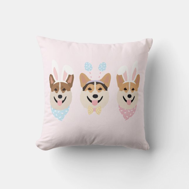 Happy Oaster Pembroke Welsh Corgi Dogs Kissen (Vorderseite)