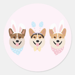 Happy Oaster Pembroke Welsh Corgi Dogs Runder Aufkleber