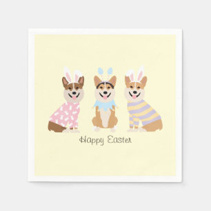 Happy Oaster Pembroke Welsh Corgi Dogs Serviette