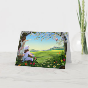 Happy Oaster People and Landschaft Feiertagskarte