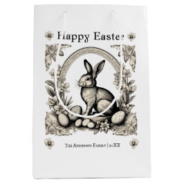 Happy Oaster Personalisiert Retro Rabbit Chic Mittlere Geschenktüte