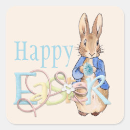 Happy Oaster Peter der Osterhase Quadratischer Aufkleber