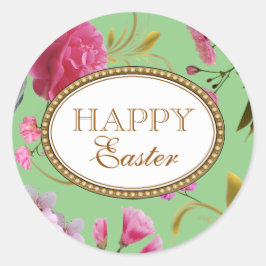 Happy Oaster Pink Blume Runder Aufkleber