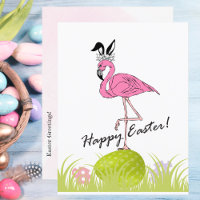 Happy Oaster Pink Flamingo Bunny Ears und Eier