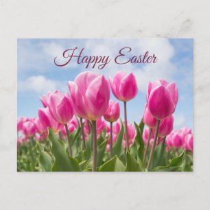 Happy Oaster Pink Tulip Blume Postkarte