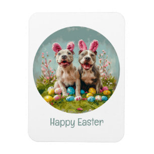 Happy Oaster Pit Bull Hunde Magnet